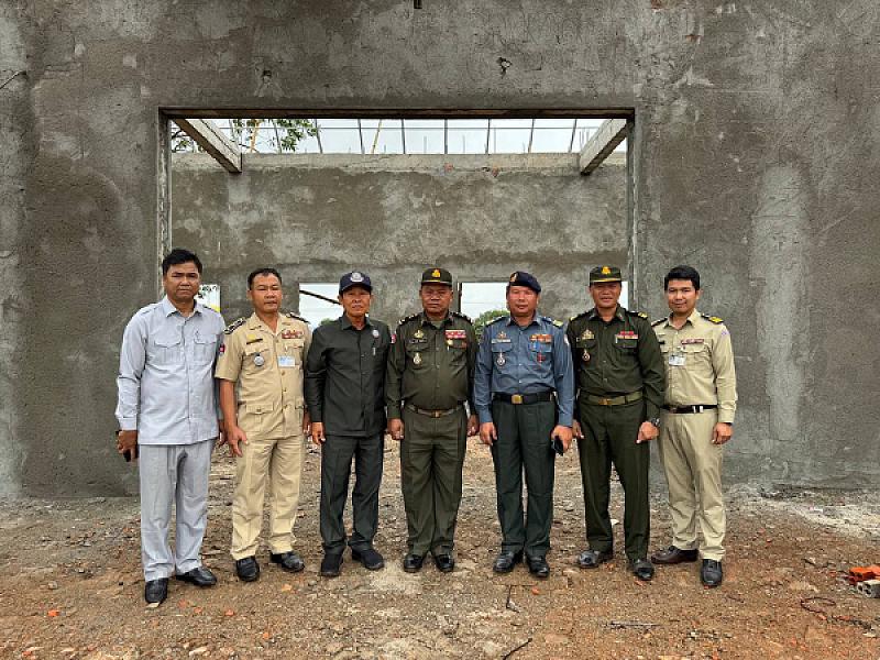 His Excellency Chhea Sidara inspects the construction of the Cambodian Veterans Association (CVA) headquarters building in Ratanakiri province