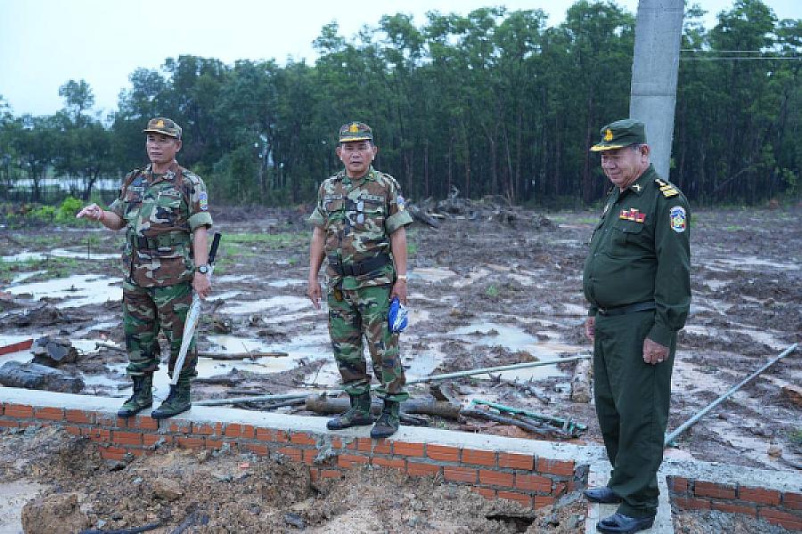 Brigadier General Nou Sam Ol inspects construction of Preah Sihanouk Provincial Police Headquarters