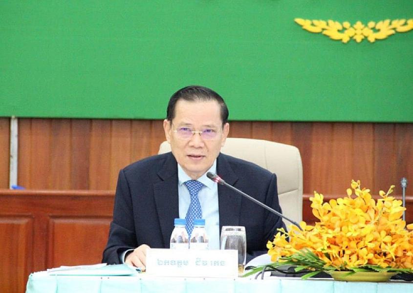 His Excellency Dr. Chiv Keng, President of the Supreme Court, donated funds to support the construction of five houses for veterans and retirees.