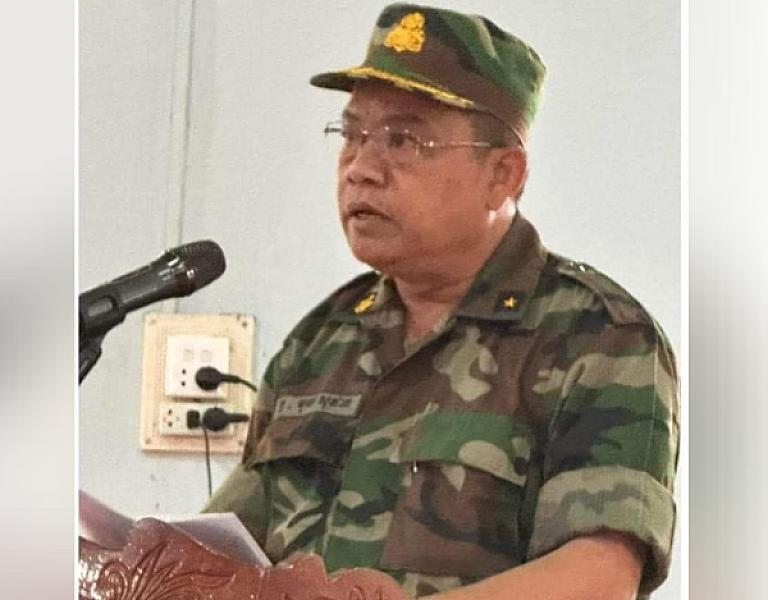 Brigadier General Muy Sophat,President of the Cambodian Veterans Association of Ratanakkiri Province, has donated 500,000 riels to organize the Extraordinary General Assembly of the Cambodian Veterans Association nationwide